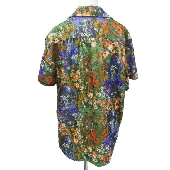 Vintage Handmade Floral Polyester Button Front Collared Shirt Size 2XL? 70s - Picture 2 of 10